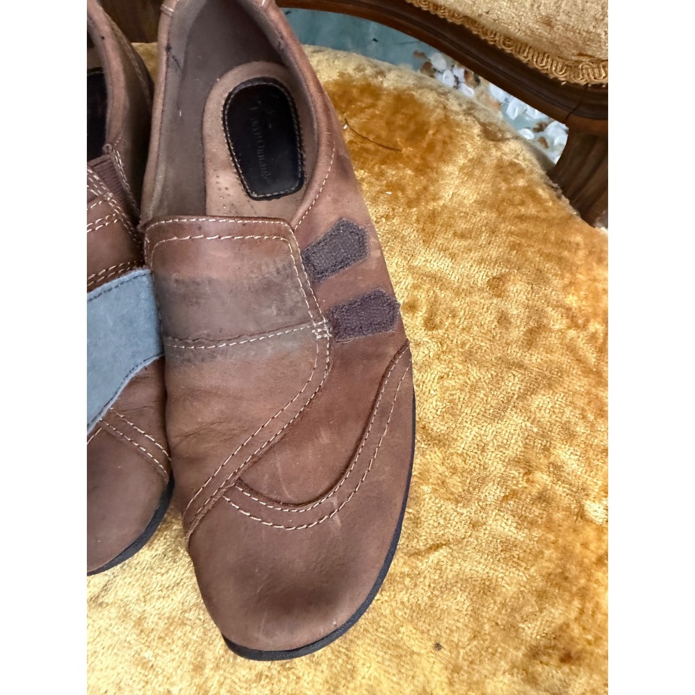 Earth Origins Jamie Brown Leather Slip On Loafers Womens 8.5 M Comfort Shoes